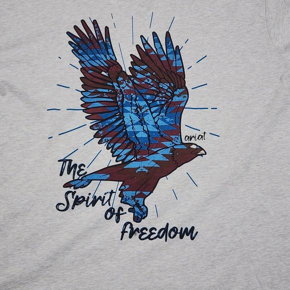 Ariat Graphic Tshirt Womens XL Beige Logo Freedom Spirit Tee Spell Out Adult - Picture 3 of 8